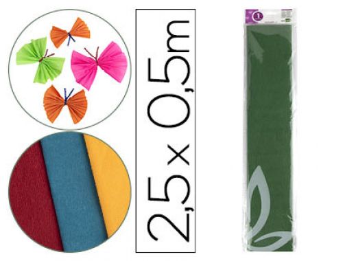 Papel crepe em celofane liderpapel 50 cm x 2,5 m verde azeitona classico , Liderpapel , 24281 , 8423473242814